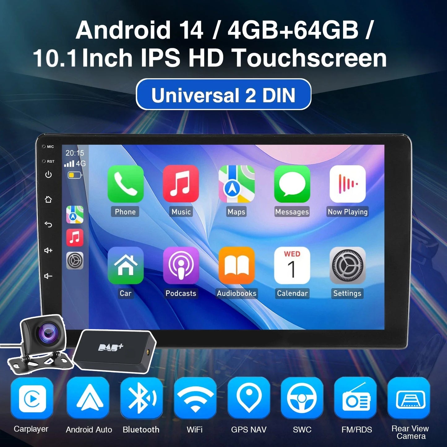 ESSGOO 7"/9"/10" Double Din Car Stereo | Android 14 | CarPlay & Auto