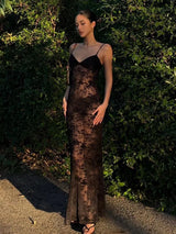 Black V-Neck Asymmetric Maxi Dress