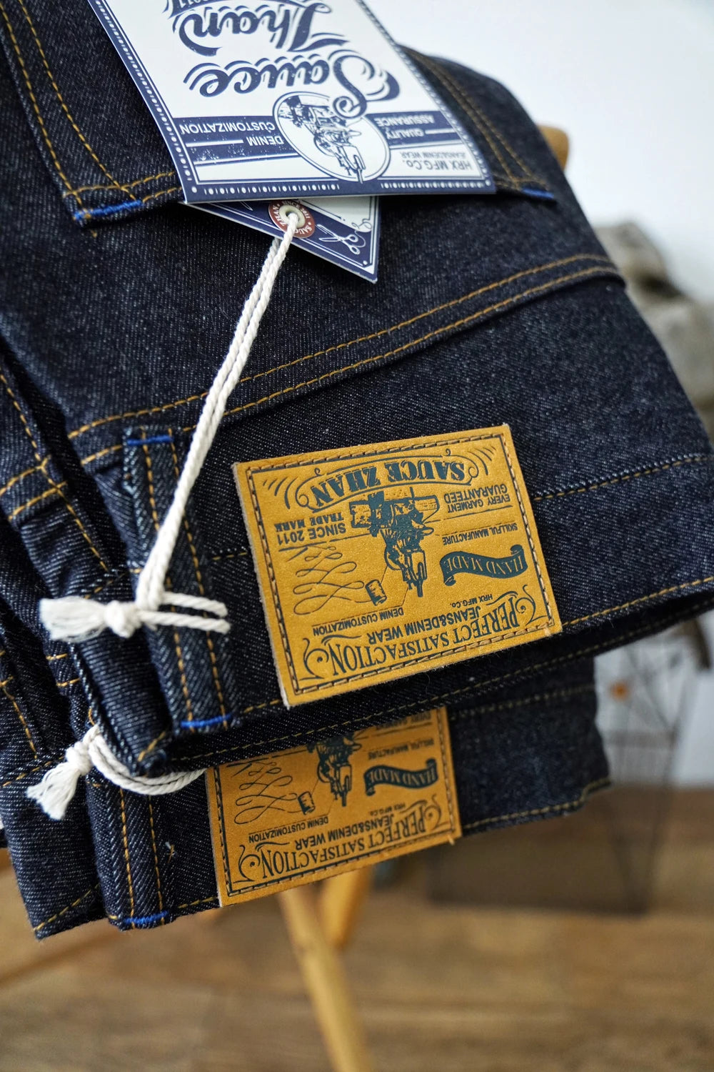 Sauce Zhan SZ6601-10OZ Men Jeans Selvedge Sanforized Denim Jeans Summer Indigo Jeans for Man Regular Fit Straight Leg 10 Oz
