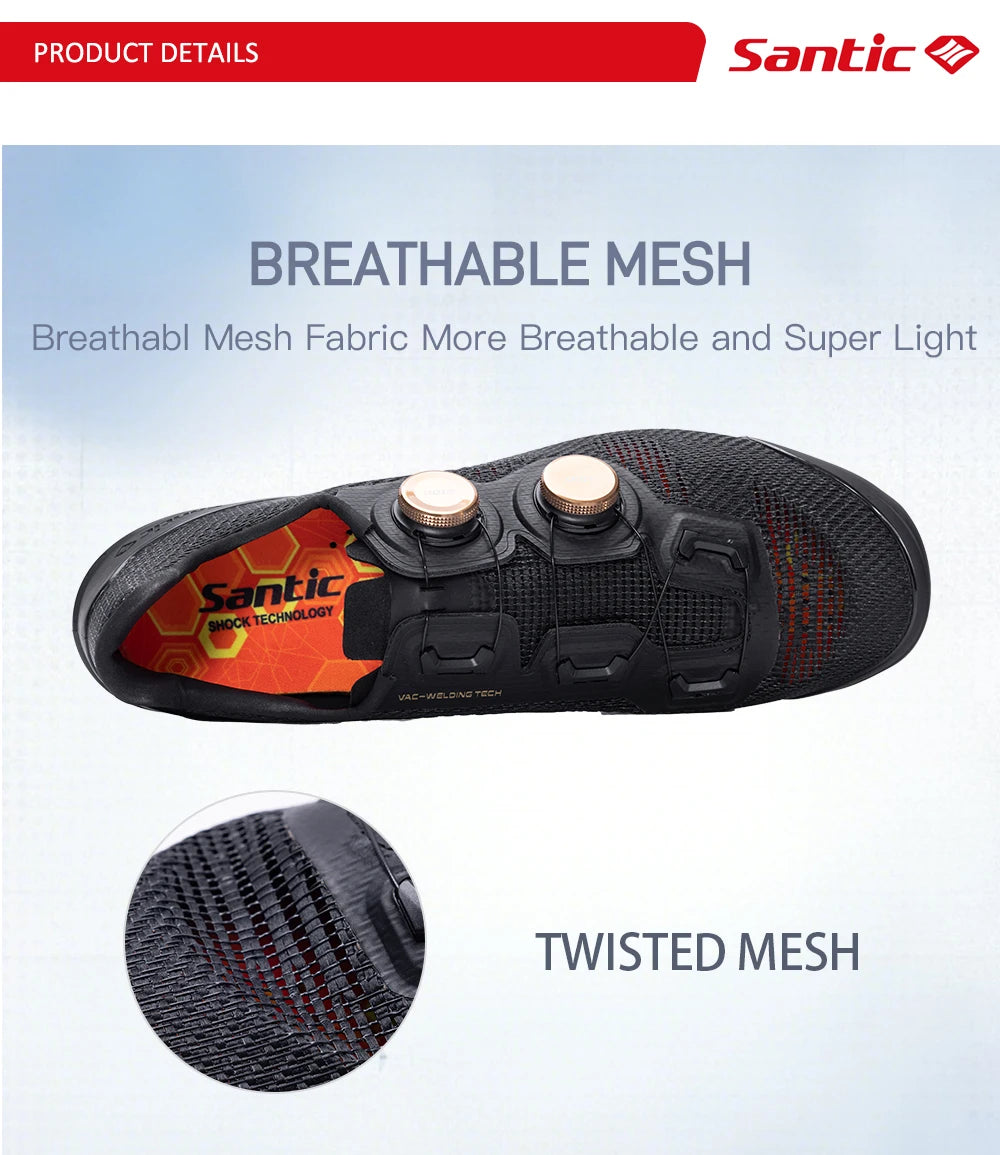 Santic Road Cycling Shoes Carbon Fiber Road Lock Shoes 14 Hardness Competition Ultra Light Cycling Shoes Suitable