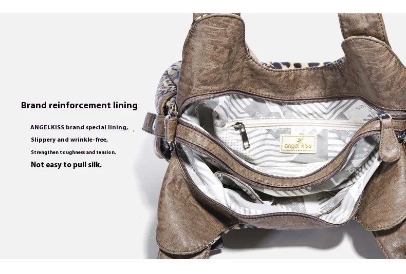 Women Handbags Leopard Bag Top-handle Handbag Fashion Satchel Dumpling Pack Shoulder Bag Tote Bag Hobos Large Purse
