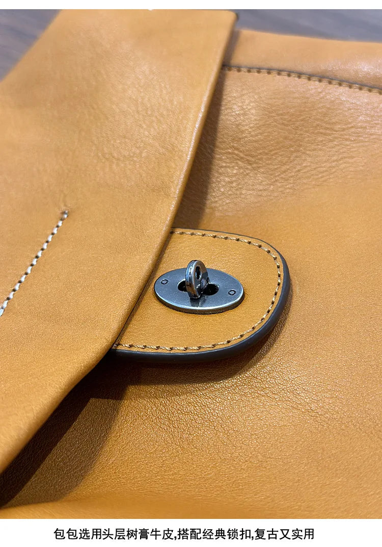 Johnature 2026 Autumn New Handmade Retro Genuine Leather Women's Bag Versatile Soft Cowhide Solid Color Shoulder Crossbody Bags