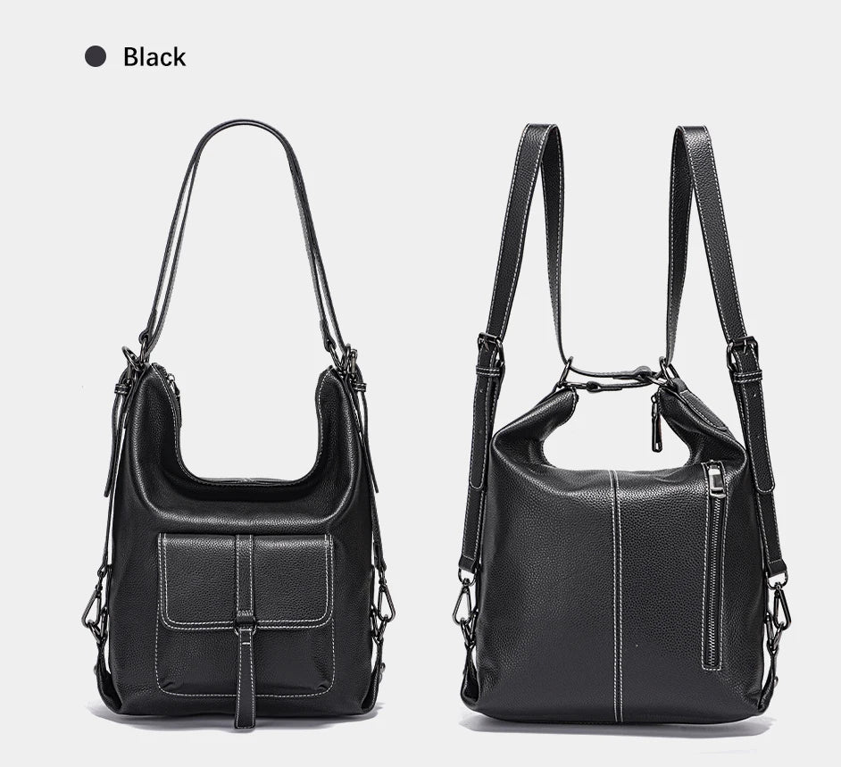 Zency Fashion Women Shoulder Bag 100% Genuine Leather Large Capacity Handbag Multifunction Use Satchel Crossbody Messenger Purse