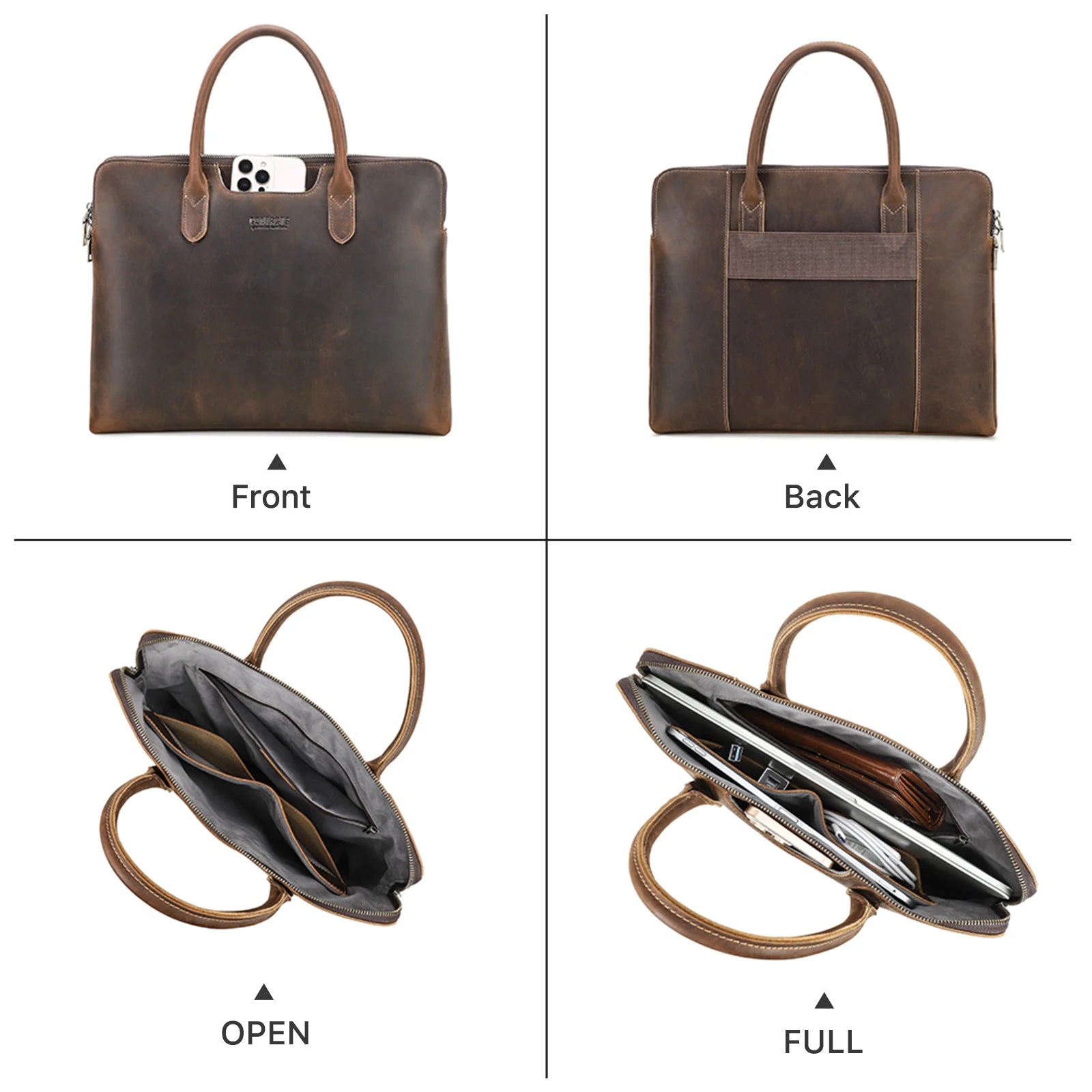 CONTACT'S Genuine Leather Men Business Bag Leather Briefcase Tote Laptop Bags High Quality Men's Bag Handbag for 14.2" Macbook