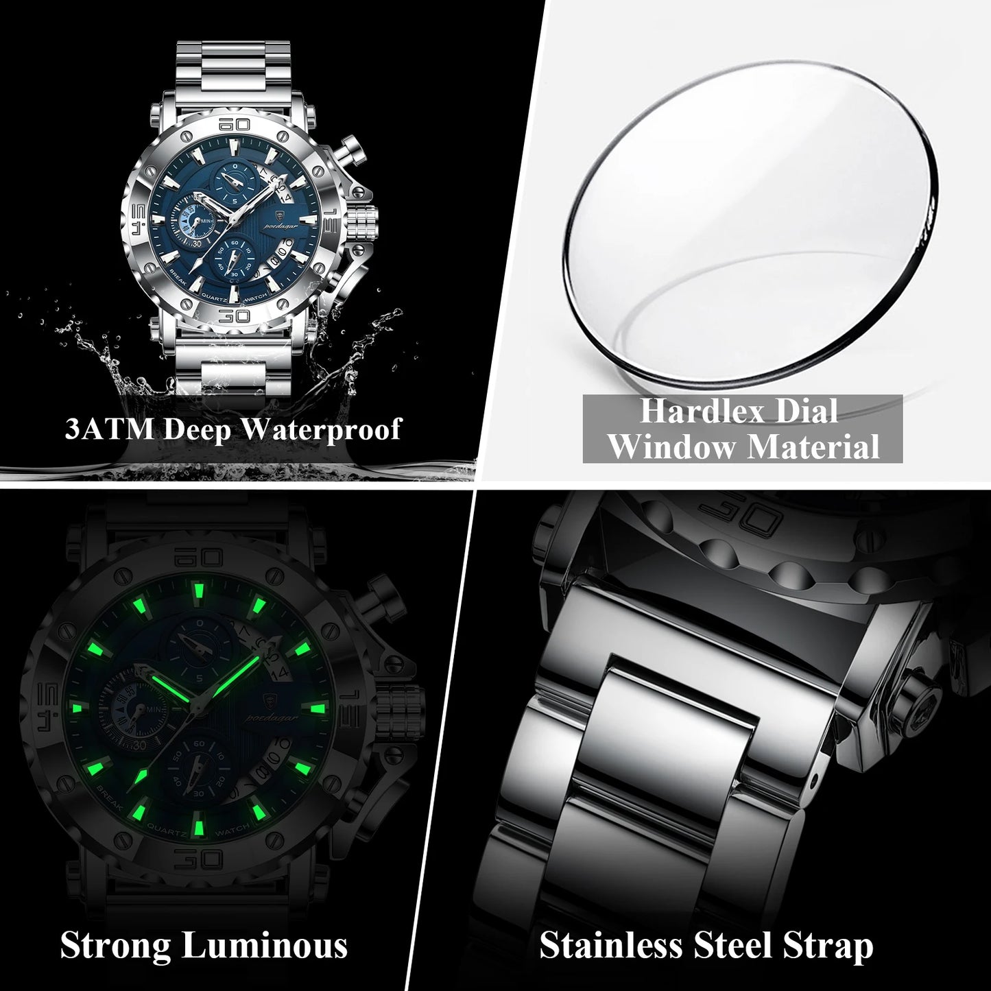 POEDAGAR 892 Luxury Men's Chronograph Watch