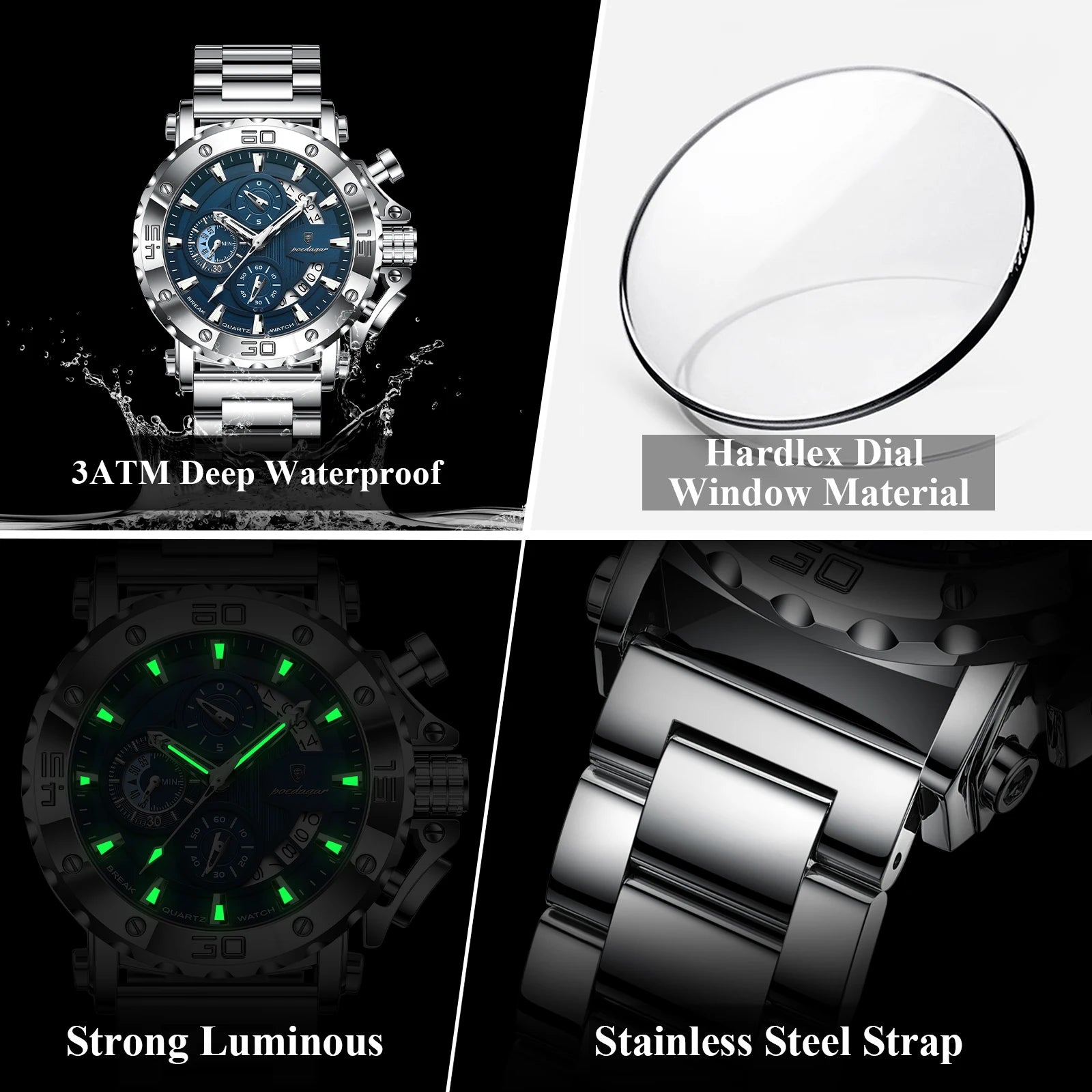 POEDAGAR 892 Luxury Men's Chronograph Watch