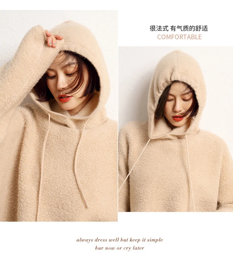 Women's Pure Cashmere Knit Beanie & Scarf Hat