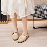 AIYUQI Women's Genuine Leather Square-Toe Ballet Flats