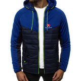 Massey Ferguson 2024 Men Printing New Autumn Warm Patchwork Hip Hop Seven-color Cotton-padded Jacket Hooded Tops