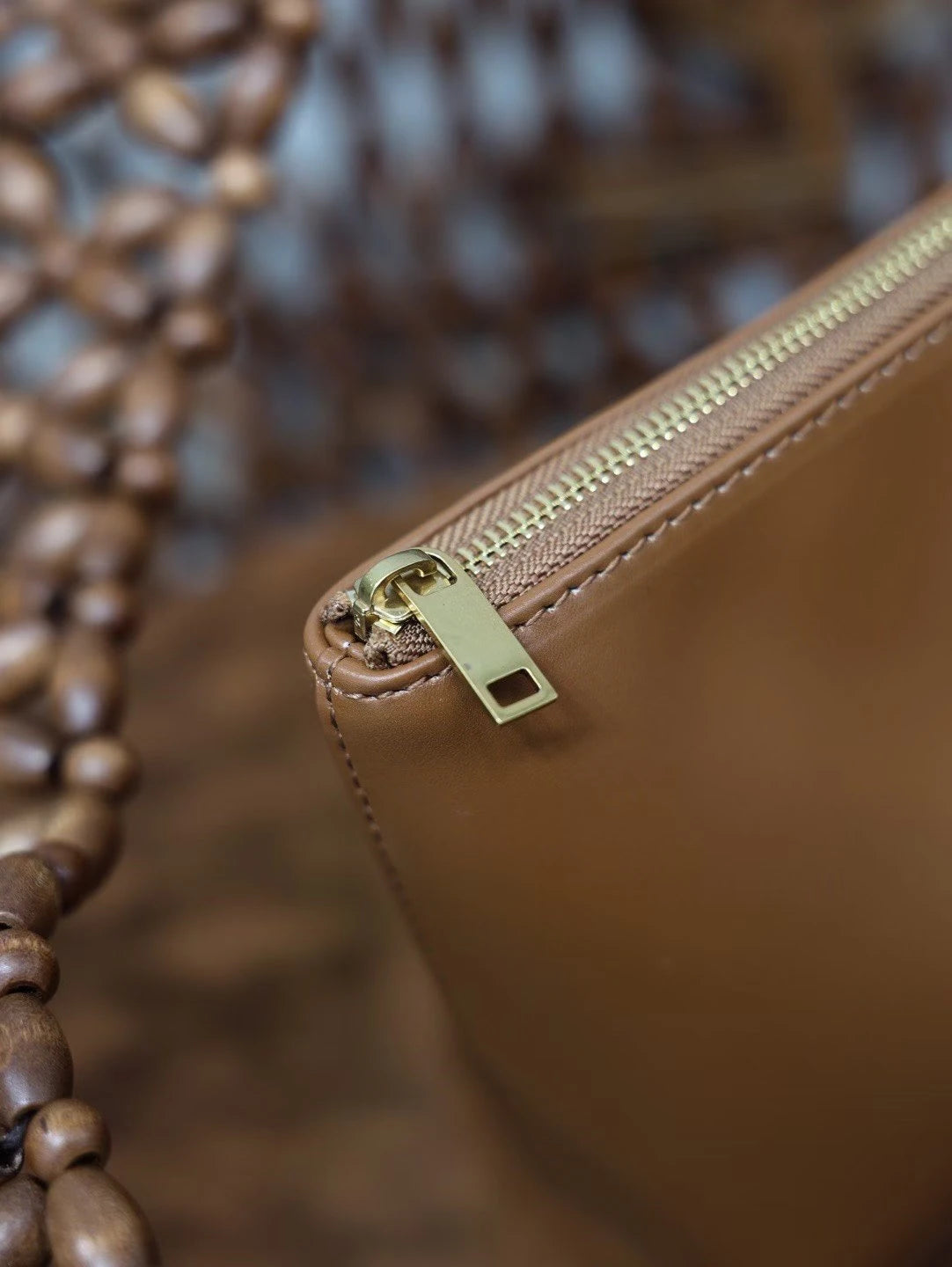 Hand-Woven Wooden Bead Tote Bag | Vintage Summer Style