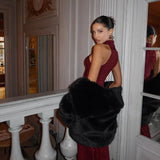 Elegant Red Sequin Sleeveless Maxi Gown