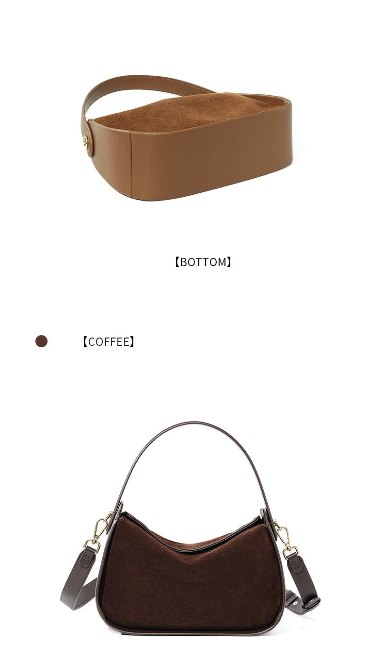 2025 New Suede Leather Crossbody Bag Unique Design Shoulder Pack Women Work Commuting Handbag Urban Beauty Box Tote Messenger