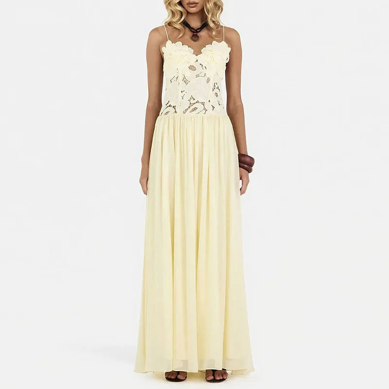 Lace Patchwork Ankle-Length Dress for Women