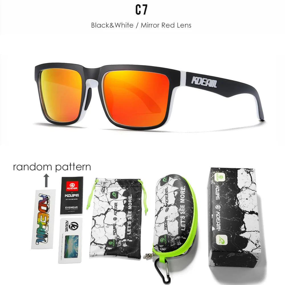 KDEAM All Black Men's Sunglasses Polarized And UV400 Protection Lens Driving Fishing Glasses Mirror With Complete Package