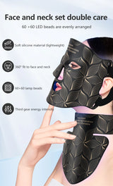 LED Facial Mask with Neck 8 color Near-infrared Red Facial and Neck Photon Oil Control Skin Firming Whitening and Anti Rednes
