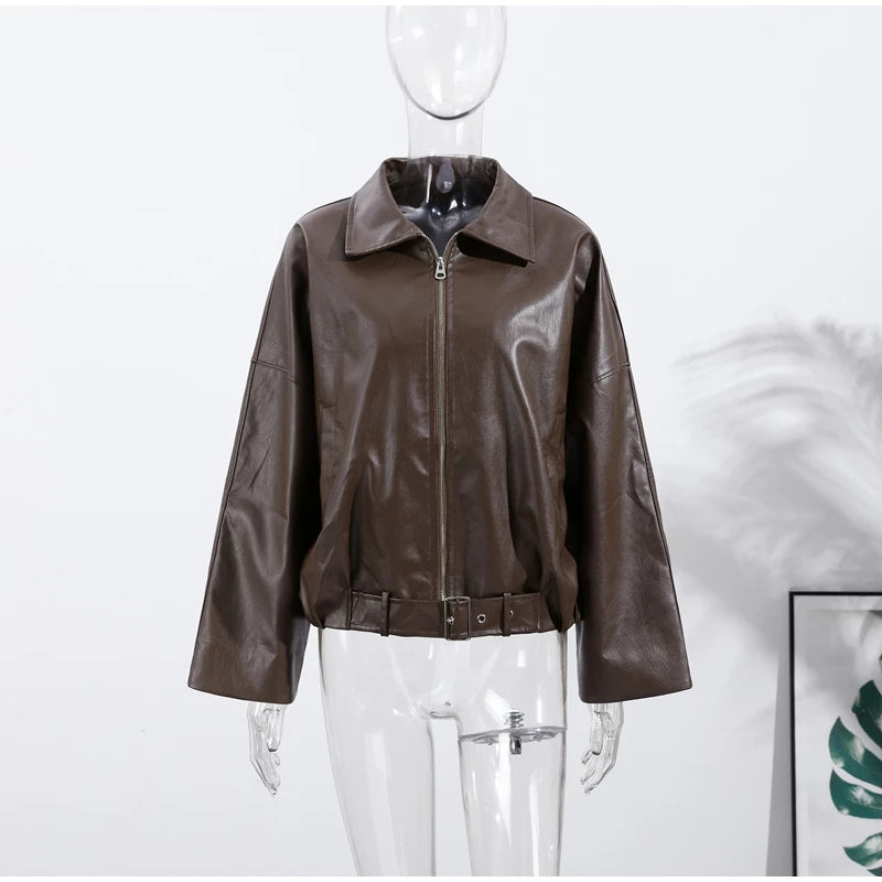 Chic Stand Collar Leather Jacket