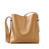 Zency New 2026 TrendyTwo Layer Cow Leather Shopper Shoulder Bag Commuter Large Bucket Handbag Simple High Quality Women Tote Bag