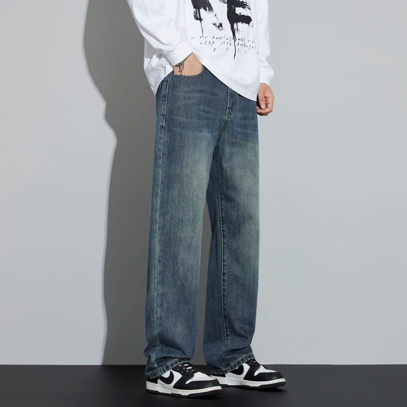 Men's Fleece-Lined Wide-Leg Jeans – Winter Warmth