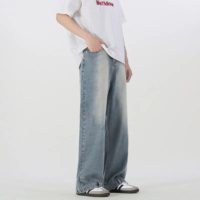 Retro Wide-Leg Baggy Denim Jeans – Unisex Straight Fit