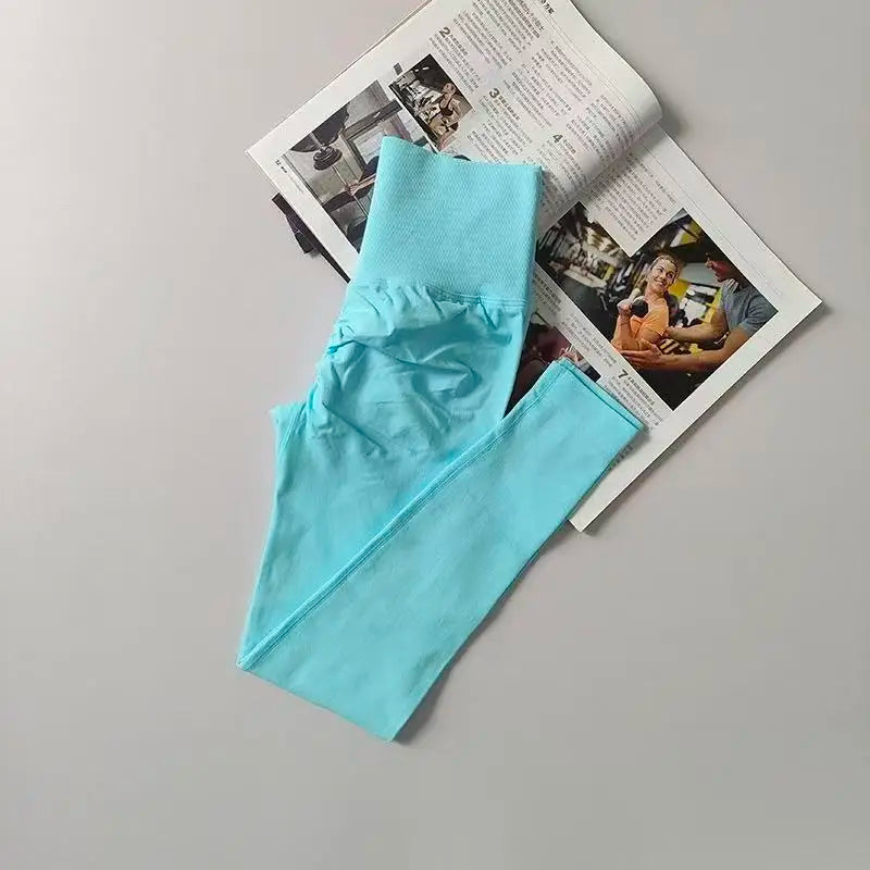 Seamless Sport Yoga High Waist Pants Leggings Sport See Through Yoga Gym Running Quick Dry Pants Scrunch Butt Pants