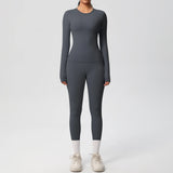 2 PCS Sportswear Yoga Set Gym Clothes Yoga Suits For Women Fitness Set Tracksuits Sports Long Sleeve Crop Top Gym Leggings