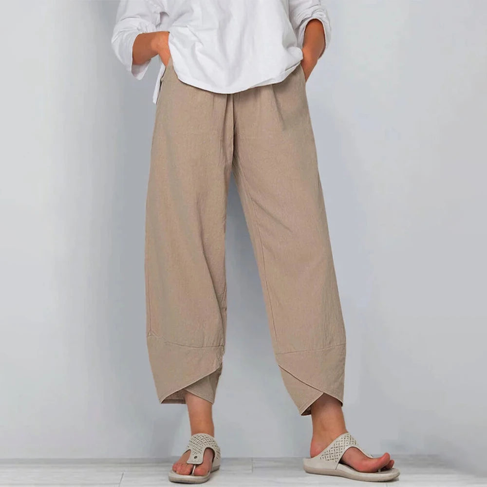 Women's Cotton Linen High-Waist Harem Pants