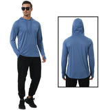 Summer Men's Long Sleeve UPF 50+ Hoodie T-Shirts, Rash Guard Quick Dry T-shirt Outdoor Sport Running Pullover