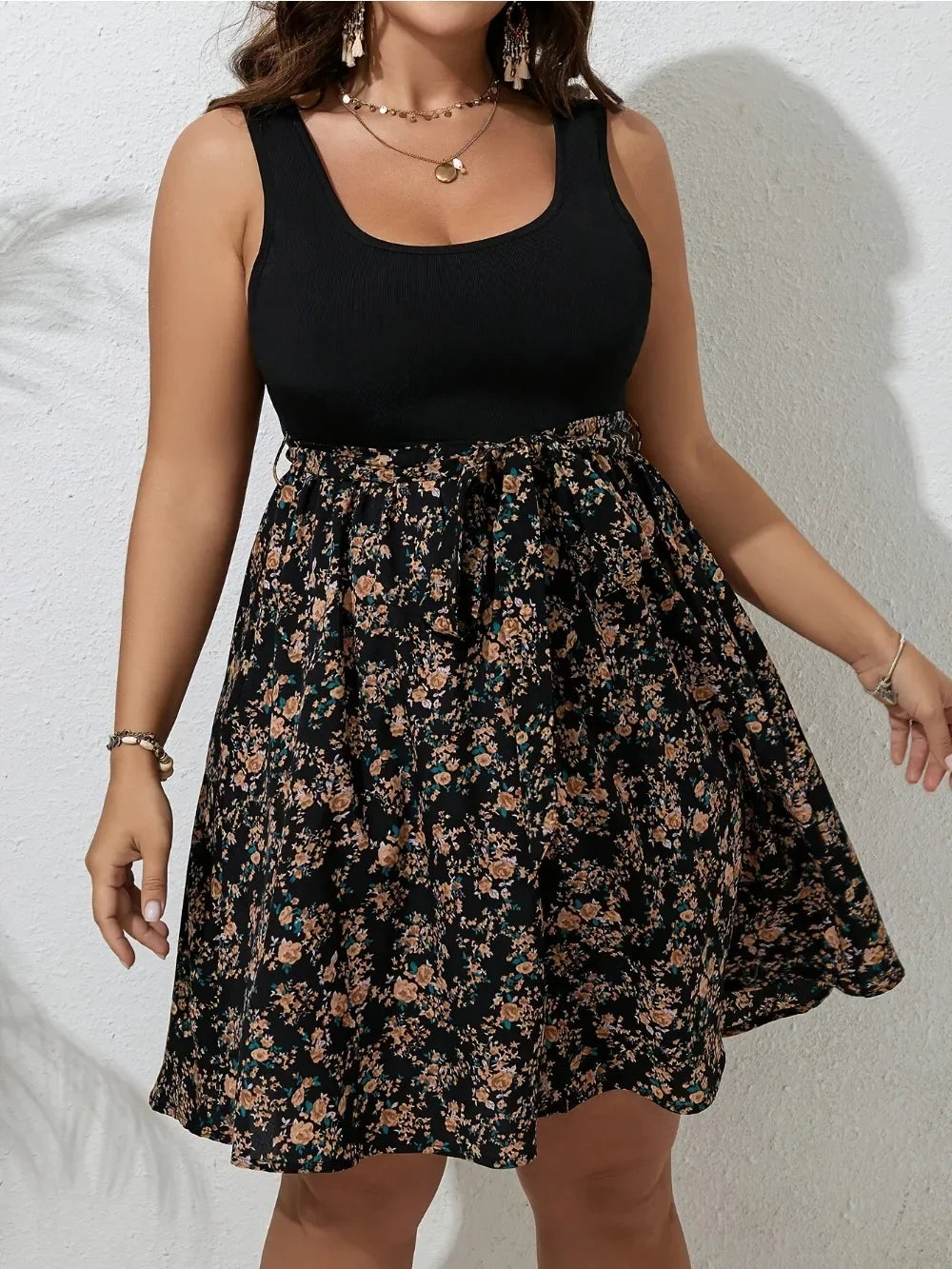 Plus Size Floral Summer Knit Dress