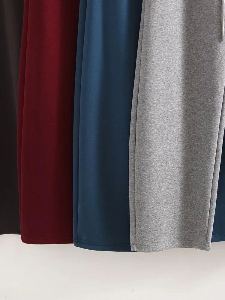 Autumn Burgundy Sweatpants Women Straight Leg Sport Pants Cotton Ladies Coffee Basic Joggers Wide Leg Women's Pants And Trousers