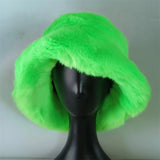 1pcs Winter Faux Fur Bucket Hat Warm Fluffy Plush colorful soft Winter hat Personality fur Fisherman Hats for women Plush hat겨