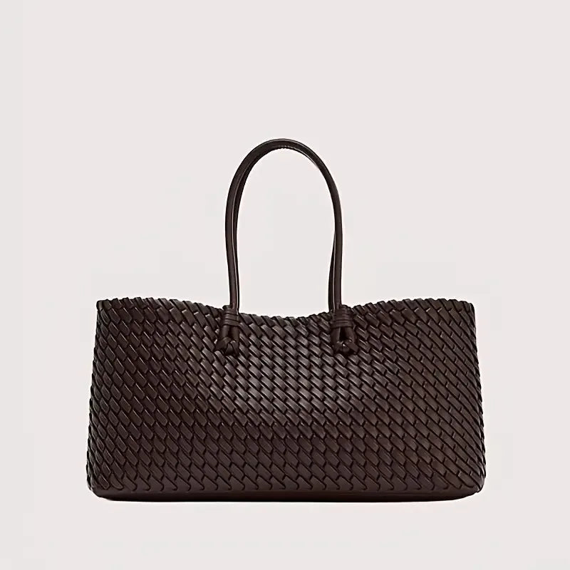 Light Luxury Woven Tote: Large Capacity Women’s Work & Travel Bag
