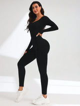Seamless Long Sleeve Yoga Jumpsuit | Slim Fit Workout Bodysuit