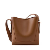 Zency New 2026 TrendyTwo Layer Cow Leather Shopper Shoulder Bag Commuter Large Bucket Handbag Simple High Quality Women Tote Bag