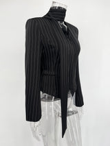 Tuularose 3 Piece Dress Set Women Elegant V-Neck Striped Ribbon Blazer Slim Short Dress Set Fashion Luxury Women Party Dress Set
