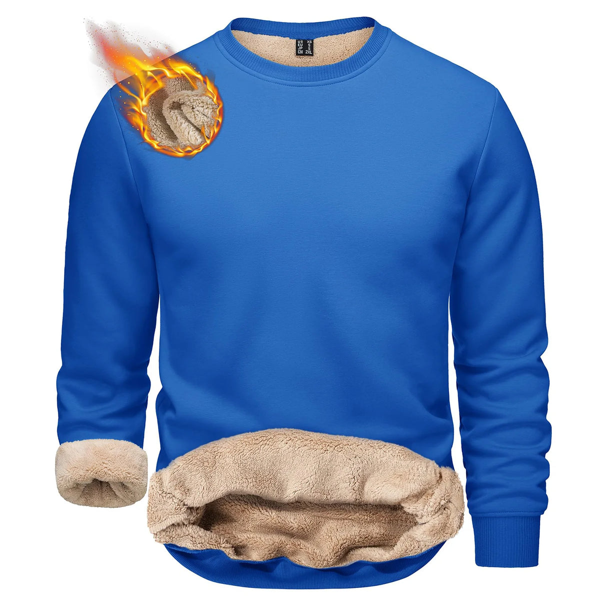 TACVASEN Winter Thicken Fleece Crewneck Sweatshirt Mens Warm Sherpa Lined Heavy Winter Pullover Basic Tops Shirts No Hood Hoodie