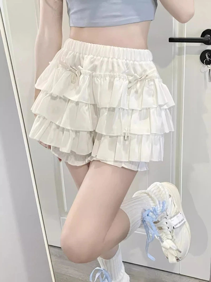 Bow & Ruffle High-Waist A-Line Mini Skirt