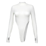 Women's Y2K Half-High Collar Long-Sleeve Slim Bodysuit