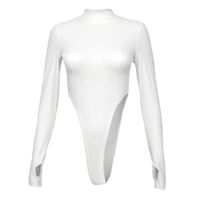 Women's Y2K Half-High Collar Long-Sleeve Slim Bodysuit