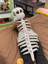 115cm Cosplay Wearable Dinosaur Skeleton Headgear Funny Party Decor Doll Soft Stuffed Animal Soft Plush Halloween Game Prop Gift