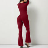 Wide-Leg Yoga Bodysuit | One-Piece Long Sleeve Gym Jumpsuit (S-2XL)