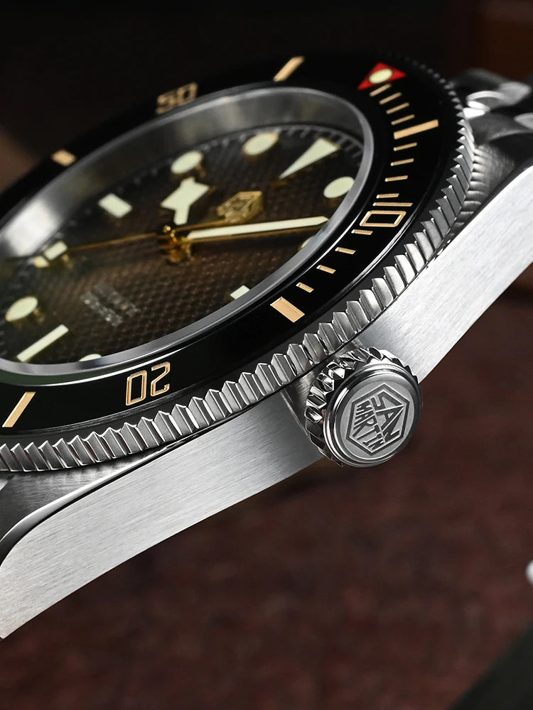 San Martin 3D Waffle Dial New 40mm Dive Watch NH35 Men's Watches Automatic Mechanical Sapphire Waterproof 200m Luminous SN0128