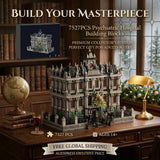 7527PCS Gothic Psychiatric Hospital Lunatic Hospital Building Blocks Set Haunted Mansion Style Construction Bricks Model Kit with Ornate Facade and Fence Details DIY Assembly Toys for Adults Ideal Birthday Holiday Gift Home O
