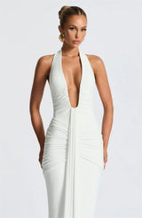 Elegant Deep V-Neck Halter Maxi Dress