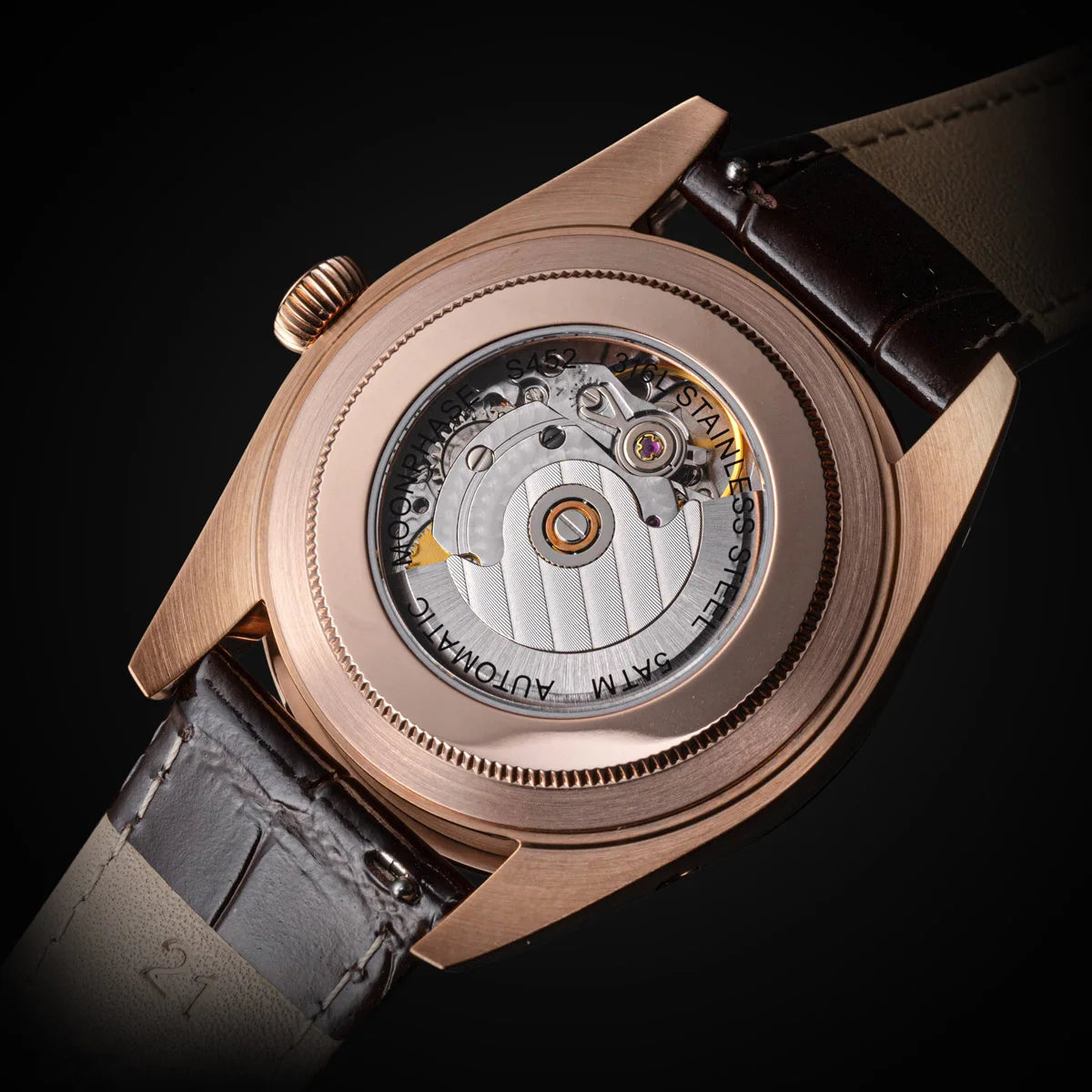 Sugess 40mm Watch of Men Moonphase Automatic ST2108 Movement Sapphire Crystal Mechanical Wristwatches Waterproof Date S452