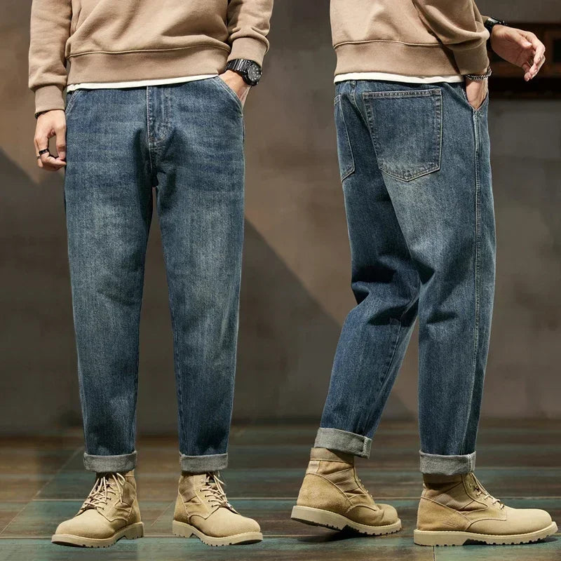 Men’s Retro Relaxed-Fit Cotton Harem Jeans