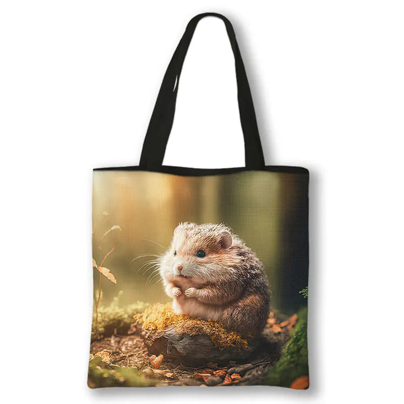 Kawaii Pet Guinea Pig Hamster Print Shoulder Bag Women Casual Handbags Large Capacity Totes Bag Eco Reusable Shopping Bags Gift