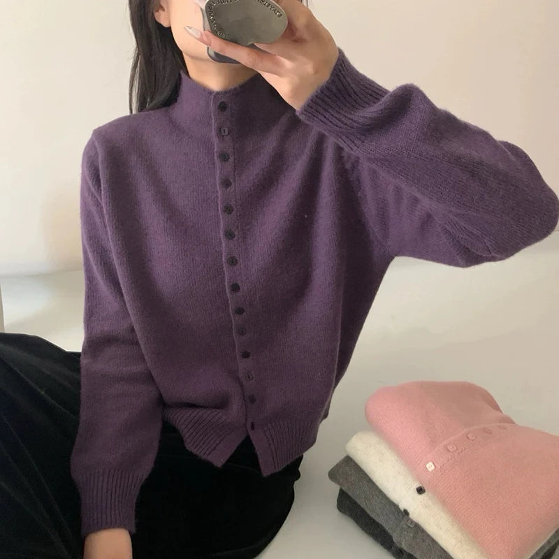 Women's Stand Collar Knit Cardigan Sweater