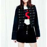 Split-Button Cropped Denim Jacket – Streetwear Jean Outerwear