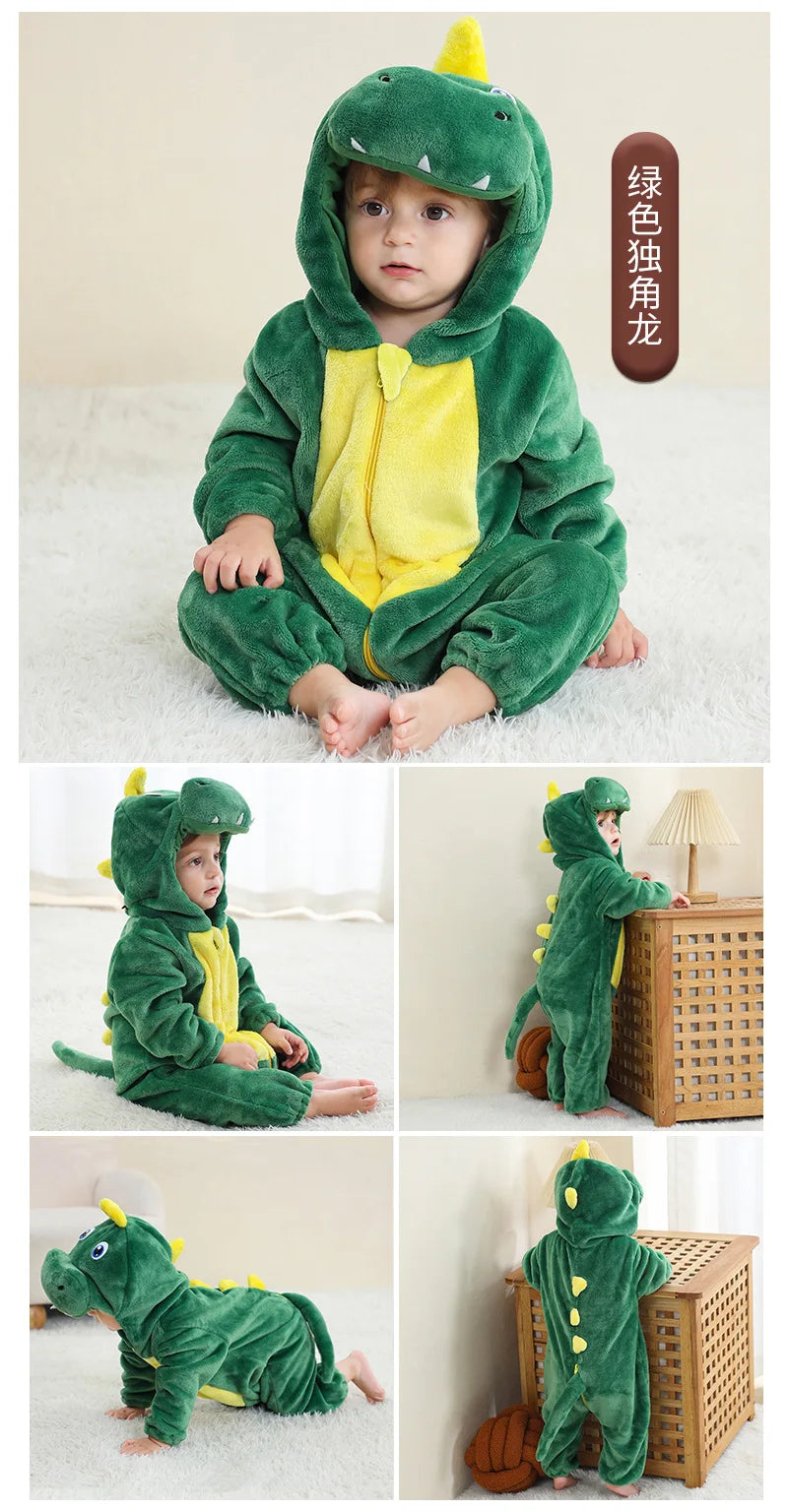 Animal Theme Flannel Baby Romper