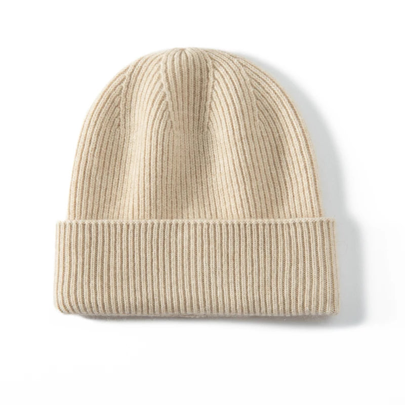 MERRILAMB 100% Cashmere Knit Beanie – Unisex Winter Hat